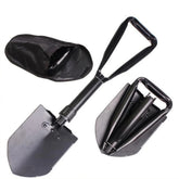 Huitich foldable survival shovel in black metal with carrying pouch for outdoor camping and emergency use